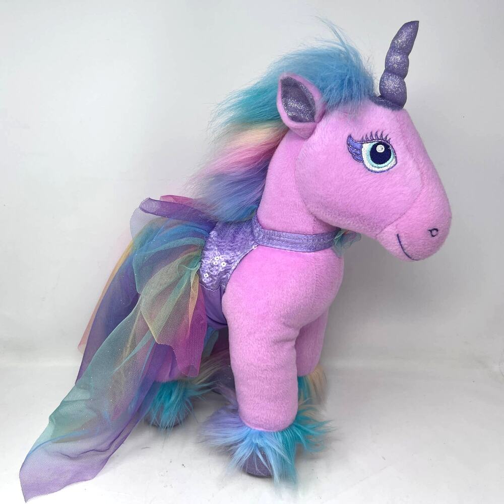 Build A Bear‎ Beary Fairy Pink Purple Horse Unicorn Plush with rainbow outfit